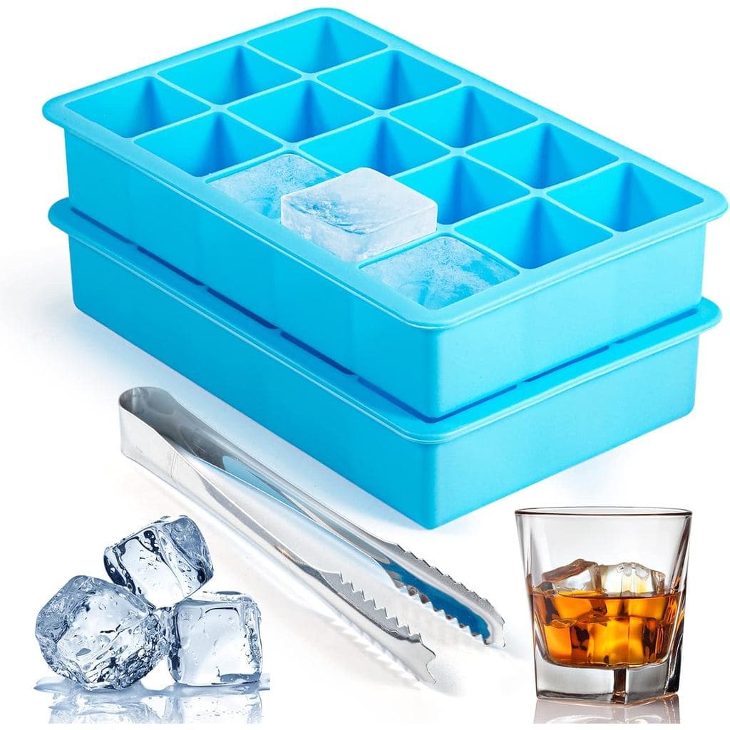 Conjunto de 2 Formas para Cubos de Gelo, Moldes Flexíveis de Silicone ZDPMK de Fácil Remoção, Forma para 15 Cubos de Gel