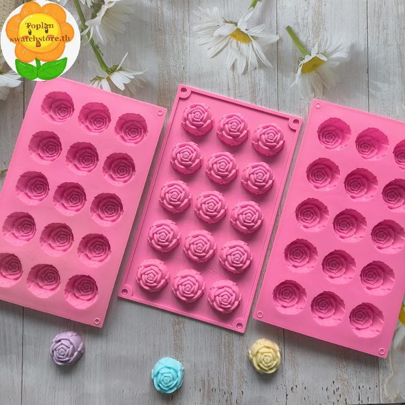 Toplan 15 Cavidade Rosa Molde De Silicone Chocolate Doces DIY Sobremesa Pudim Bolo Decoração Forma Cubo De Gelo Fazendo