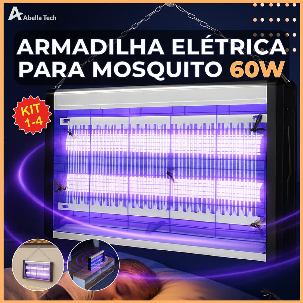 Armadilha Elétrica para Mosquito 60W Mata Insetos Luminária Led com Suporte para Parede