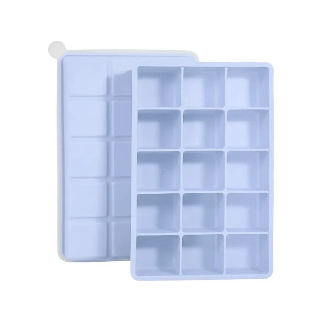 Forma De Gelo Em Silicone C Tampa Forminha 15 Cubos Azul