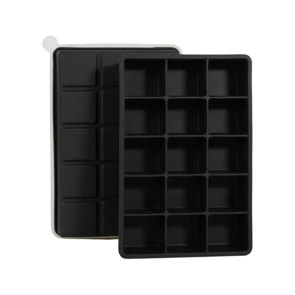 Forma De Gelo Em Silicone C Tampa Forminha 15 Cubos Preto