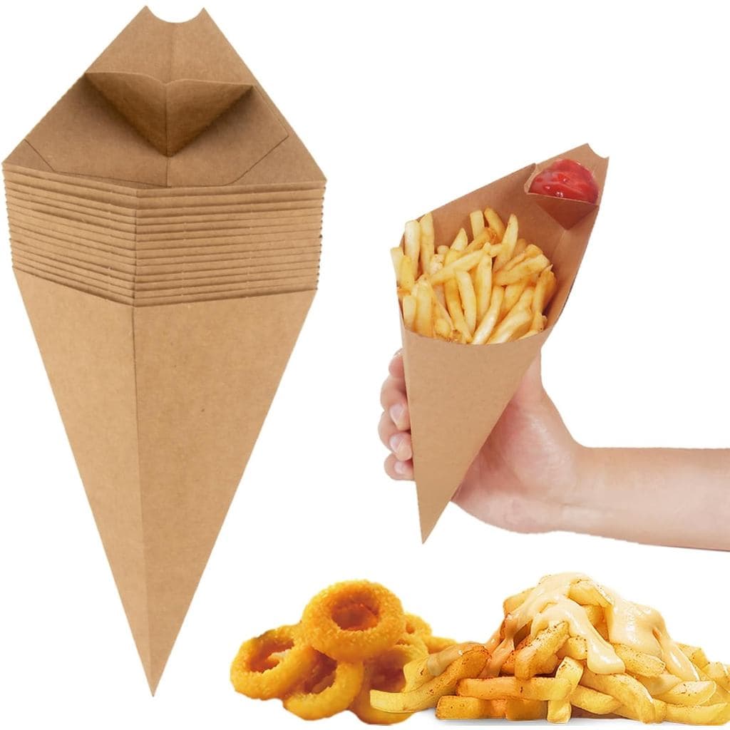 30 Copos Descartáveis para Charcutaria - Suporte para Batatas Fritas, Cones de Papel para Lanches, Copos para Charcutari