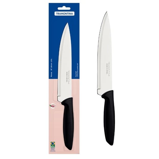 Faca Chef Tramontina Plenus 8” Lâmina Aço Inox Original Cozinha Cabo Polipropileno Profissional