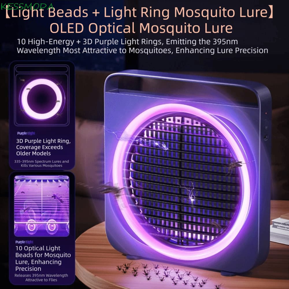 Luz De Mosquito De Choque Kesselmanmoda , Assassino Elétrico Com UV Silenciosa , Elétrica Segura Para Armadilha De Mosca