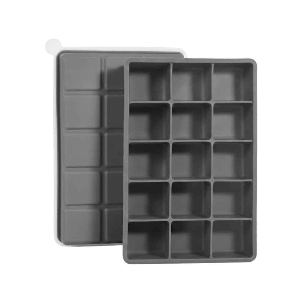 Forma De Gelo Em Silicone C Tampa Forminha 15 Cubos Cinza