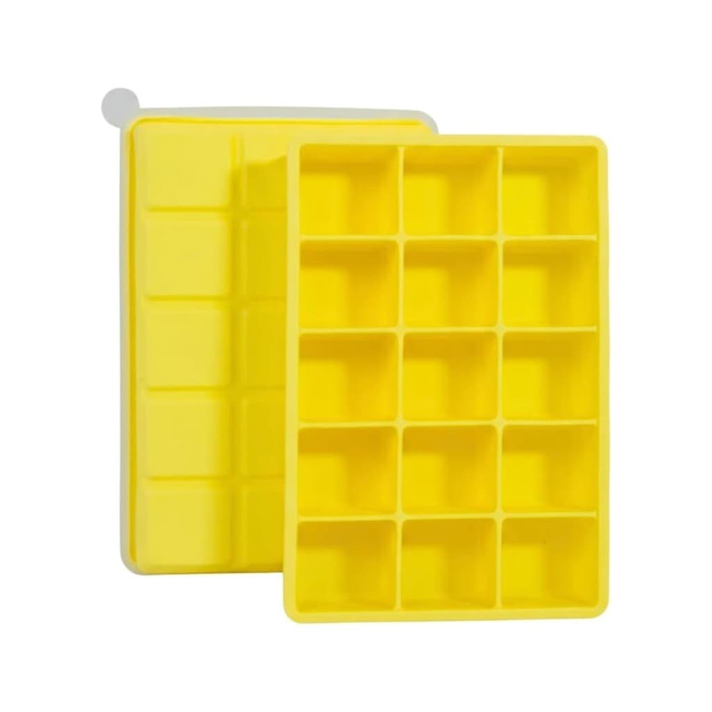 Forma De Gelo Em Silicone C Tampa Forminha 15 Cubos Amarelo