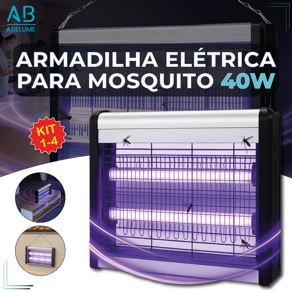 Armadilha Elétrica para Mosquito 40W Mata Insetos Luminária Led com Suporte para Parede