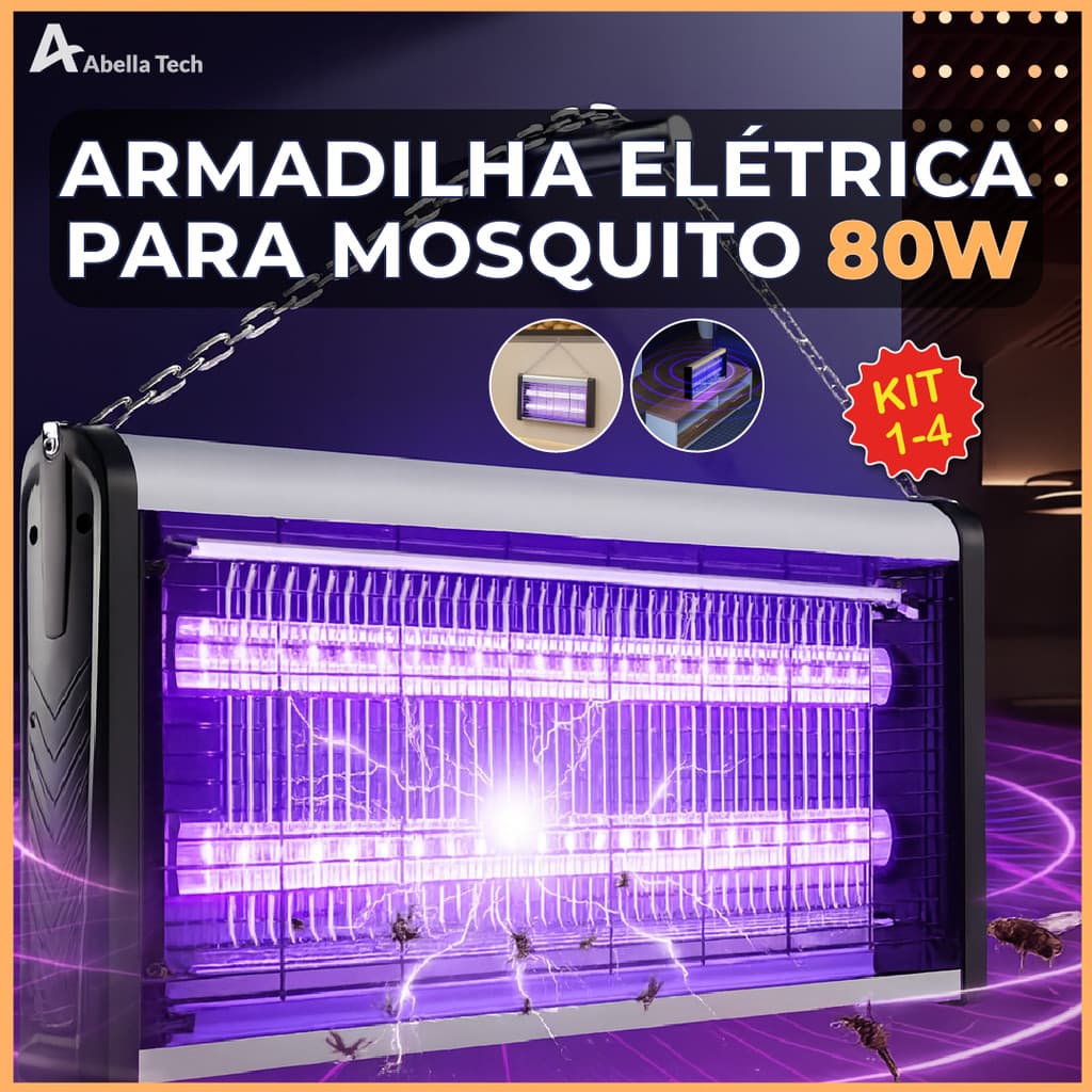 Armadilha Elétrica para Mosquito 80W Mata Insetos Luminária Led com Suporte para Parede
