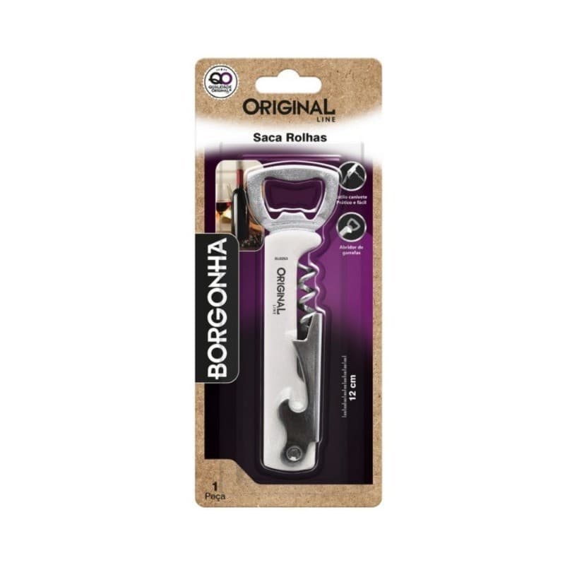 Saca-Rolha Profissional 3 em 1 Inox Garçom e Sommelier 12cm Cores Sortidas