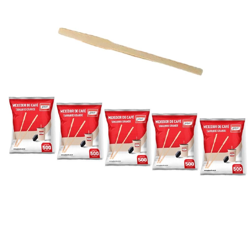 Mexedor / Palheta De Madeira Para Café 15cm 500 Unid Kit 5