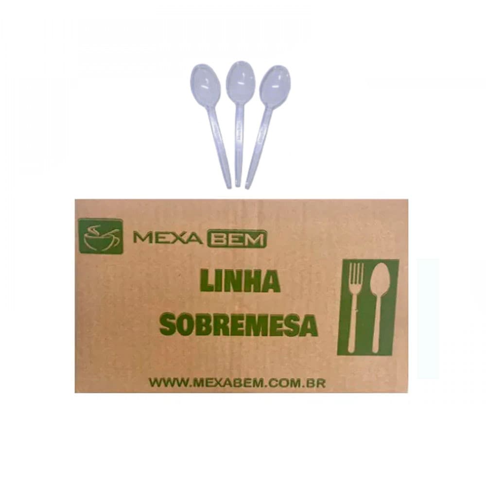 Colher De Sobremesa Branca 12cm Cx 1000 Unidades Descartável