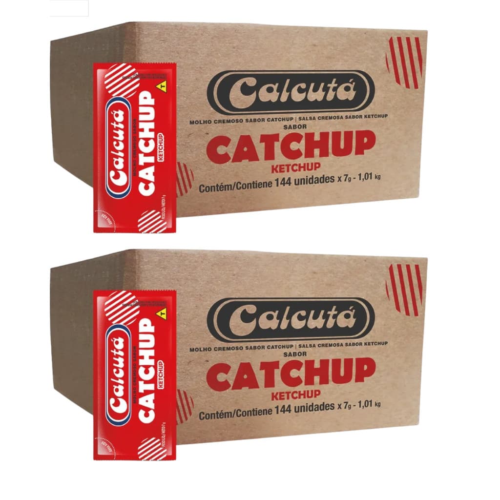 2 Caixas Sache Sabor Ketchup Calcuta 7g 144 Unidades