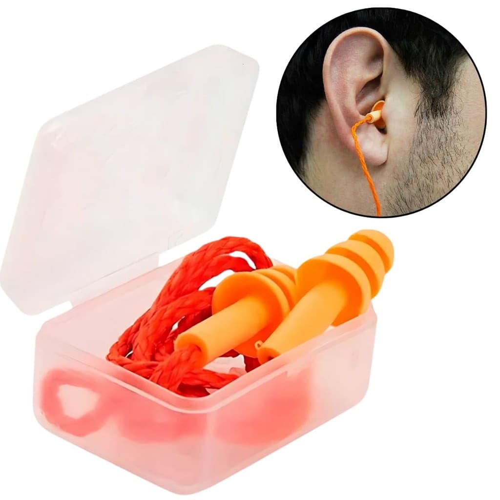 Protetor Auricular Silicone EPI Tipo Plug Com Cordão Laranja | Valeplast