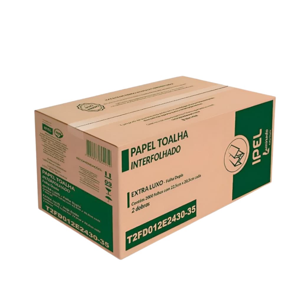 Papel Toalha Interfolha 2 Dobras Folha Dupla 2.000 folhas Laminado Ipel