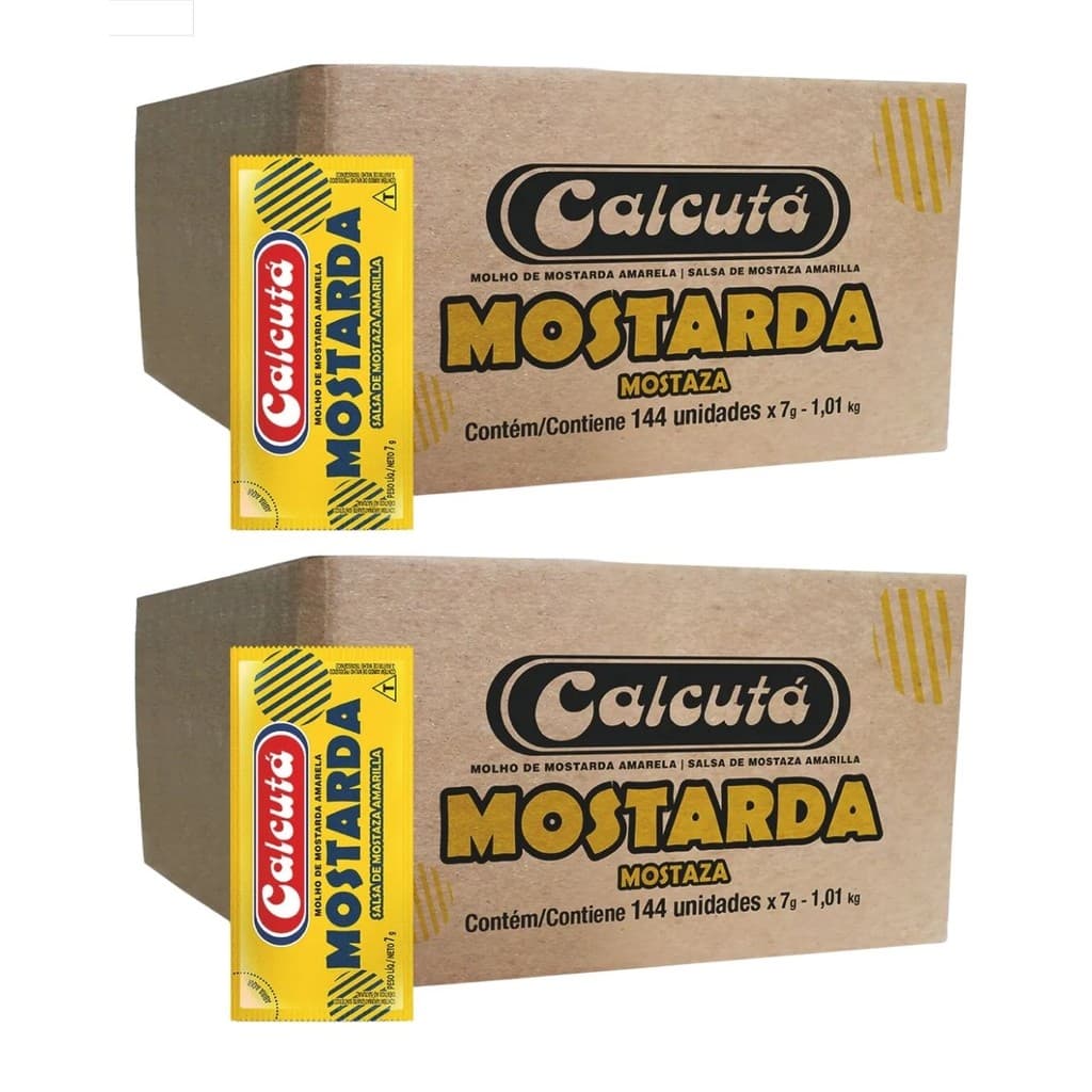 2 Caixas Mostarda Sachê Calcutá 144 Un Sachê 7g