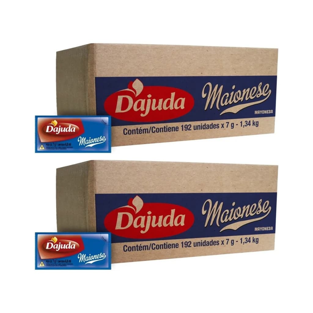 2 Caixas Sache Maionese Dajuda Caixa 192 Unidades 7g