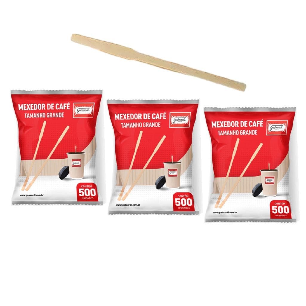 Mexedor / Palheta De Madeira Para Café 15cm 500 Unid Kit 3
