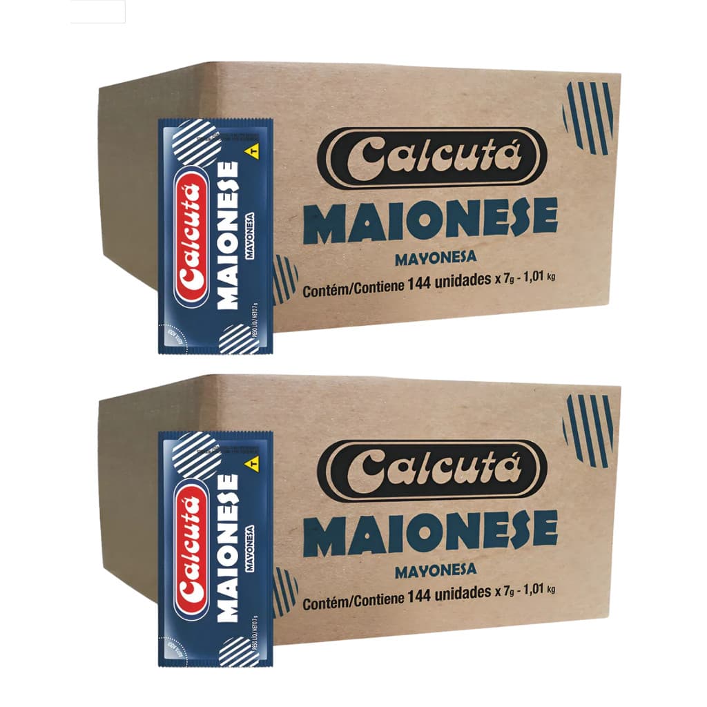 2 Caixas Maionese Sachê Calcuta Caixa Fechada 144un 7g