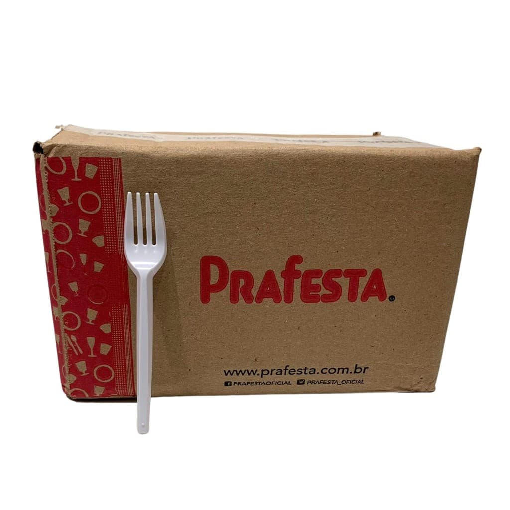 Garfo Sobremesa Descartável Branco Prafesta 1000 Unidades Reforçado Festa Buffet Delivery