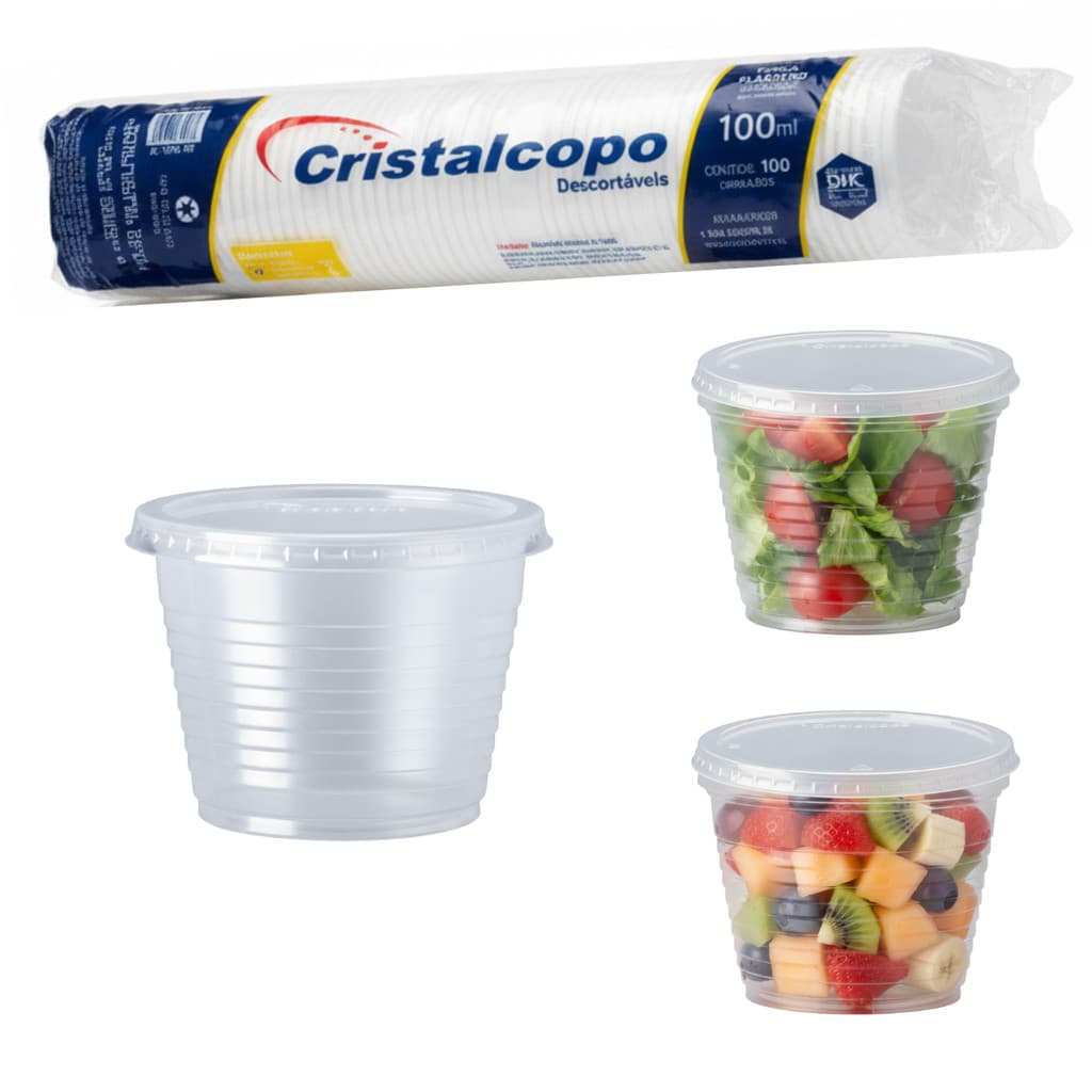 200 Pote Ps 100ml Com Tampa Para Delivery Salada Molho