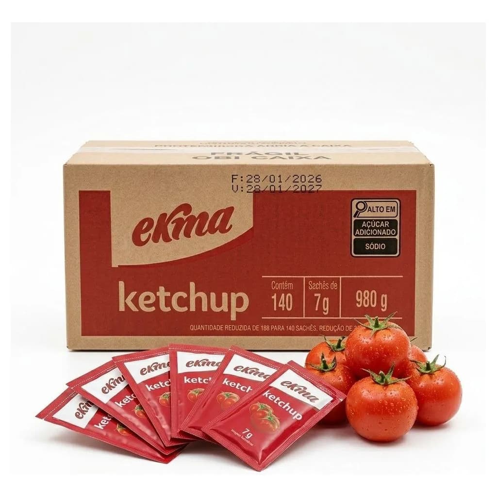 Ketchup Ekma Sachê 140 Unidades 7g Original Delivery Hamburgueria Lanchonete Hot Dog