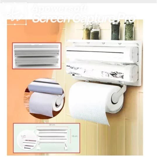 Suporte Triplo Rolo Papel Toalha Alumínio Filme Plástico triple paper dispenser