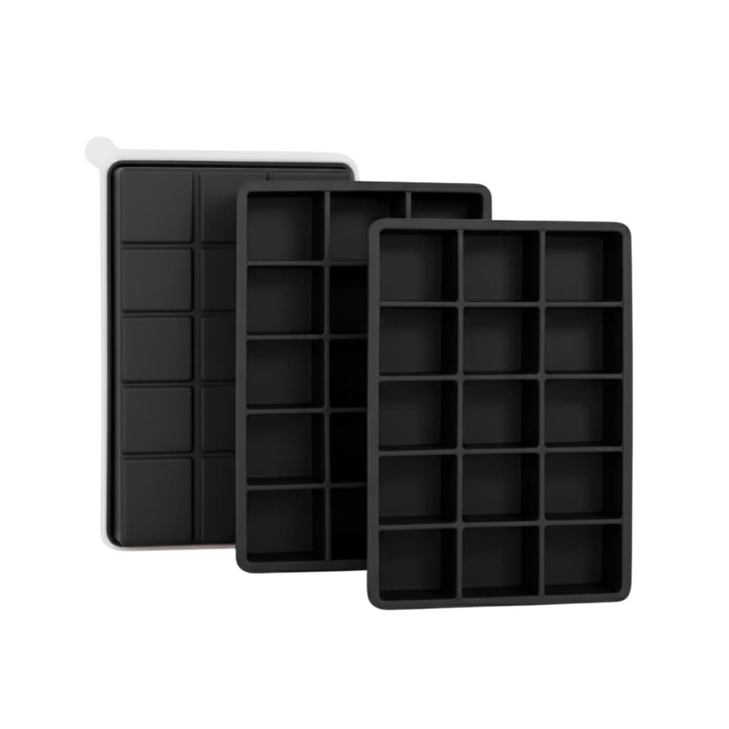 SYMEON Kit 3 Forma de Gelo Preto de Silicone C/ Tampa 15 Cubos