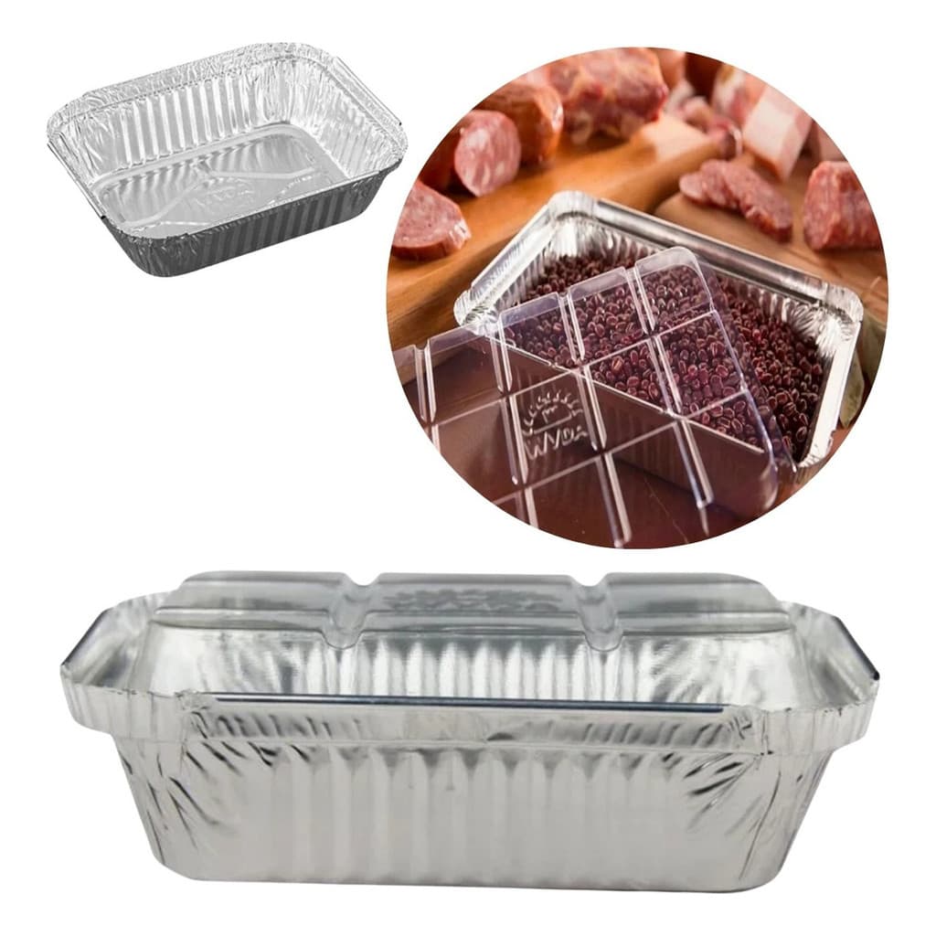 Bandeja Marmita Alumínio 220ml  500ml  1150ml 1500ml  Com Tampa Pet Retangular C/50 ou 100un