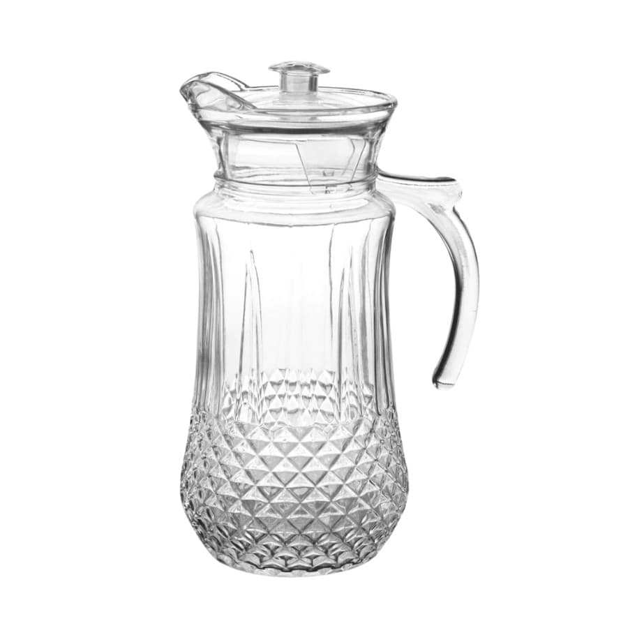 Jarra De Vidro Transparente Com Tampa Acrílico Agua Suco Alça Bico 1,4 L