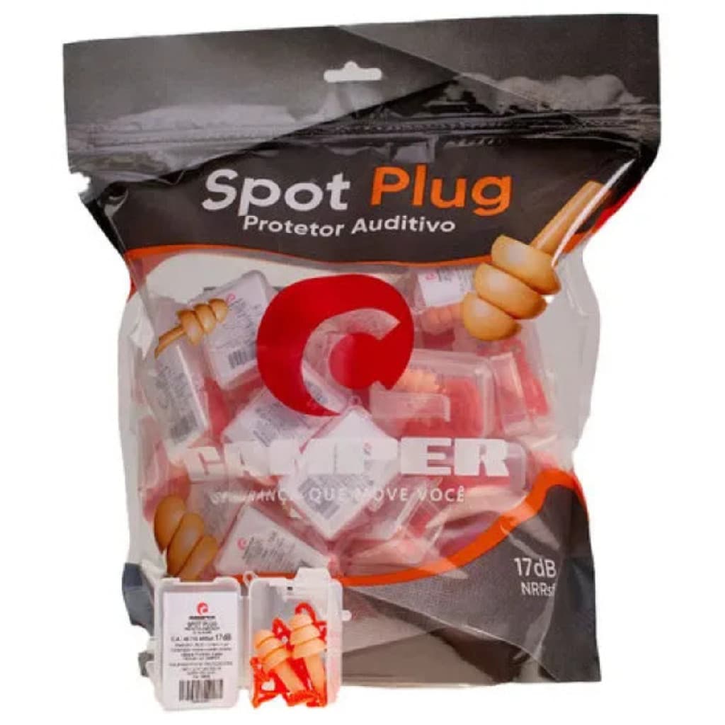 Protetor Auricular Spot Camper de Silicone 17 dB com Cordão Estojo e Clipe Reutilizável 49710