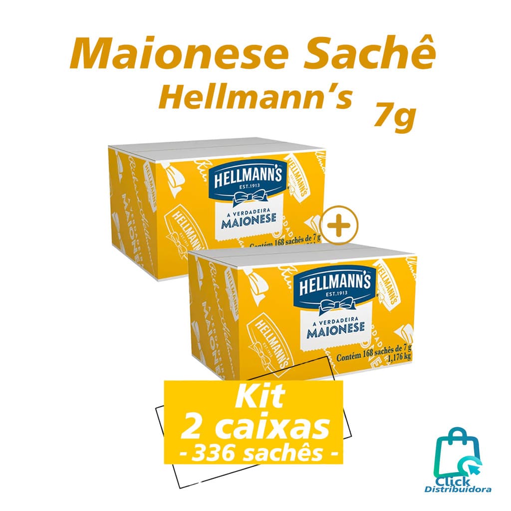 Kit 2 Caixas de Maionese Hellmanns 336 Saches 7g Original Atacado