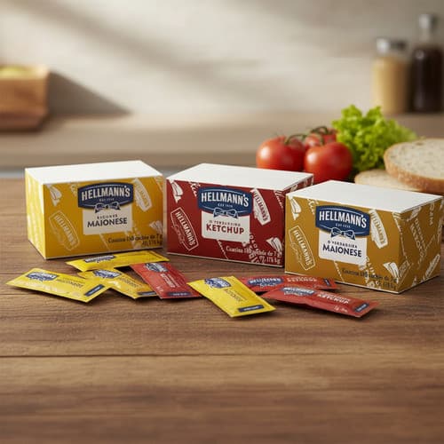 Combo Hellmanns Maionese Ketchup Mostarda Sachê 7g Cada Hamburgueria Fast Food Delivery 3 Caixa