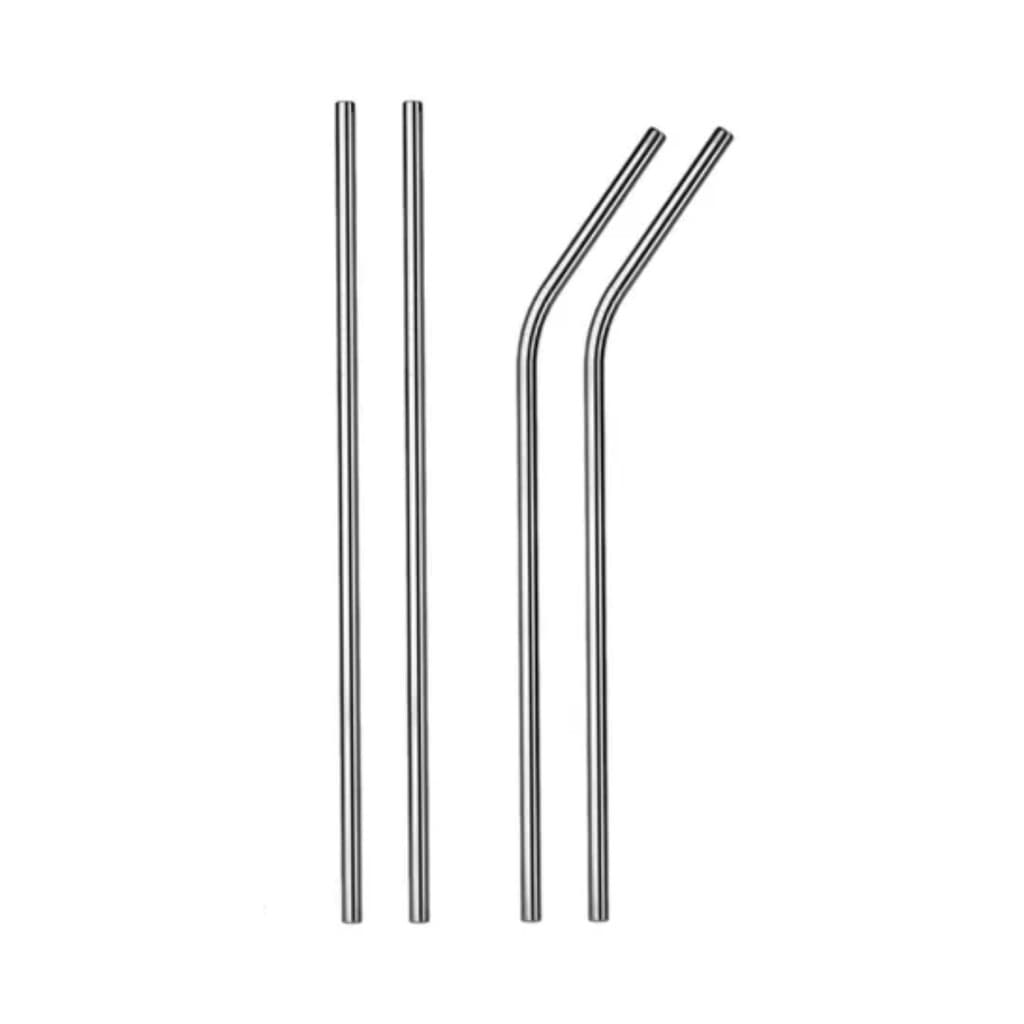 Kit 4 Canudos Inox Reutilizáveis Famys Curvos e Retos Com Escova de Limpeza
