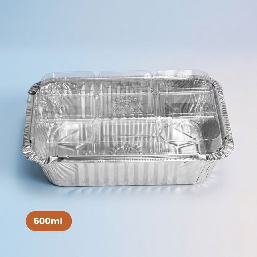 Marmita de Alumínio com Tampa Pet Transparente - 500ml  - 10 unidades - Wyda - Rizzo