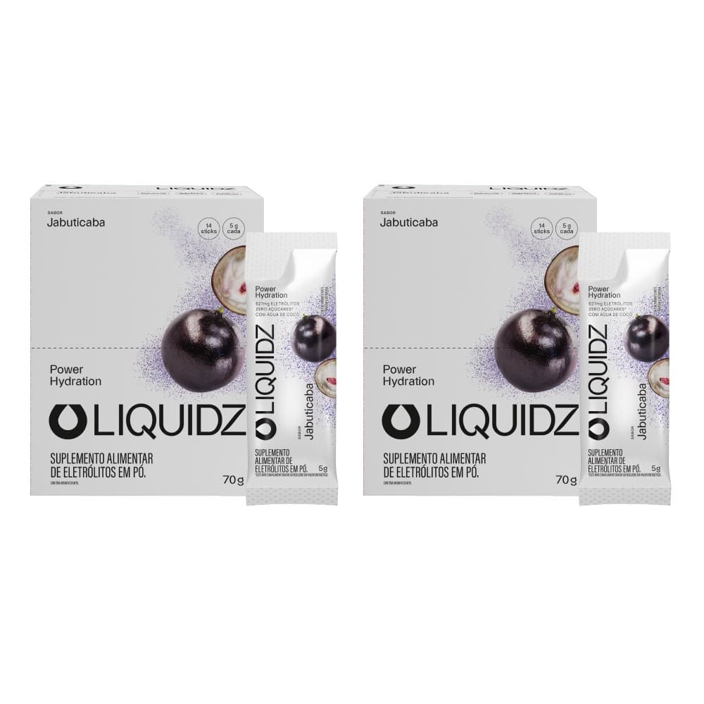 LIQUIDZ® - Eletrólitos Zero Açúcares - Jabuticaba - Kit 2 Caixas - 28 sachês