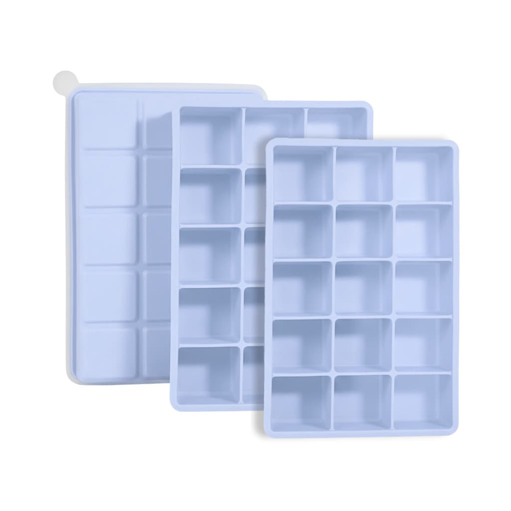 SYMEON Kit 3 Forma de Gelo Azul de Silicone C/ Tampa 15 Cubos