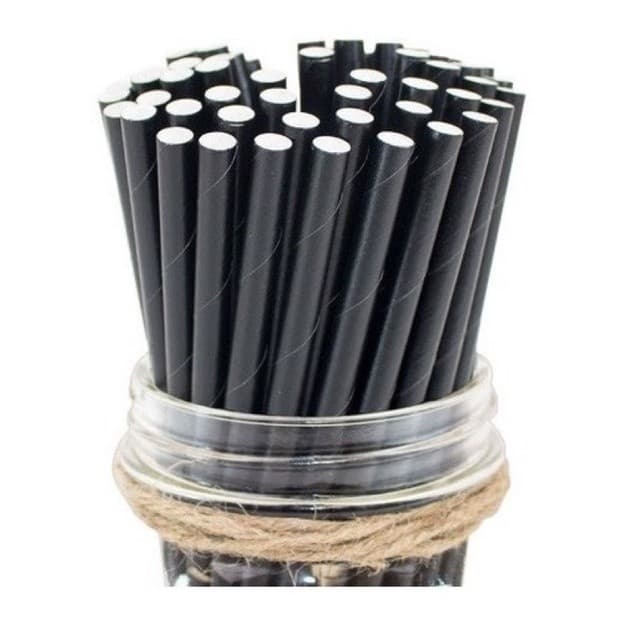 Kit Canudo de Papel Preto Decoração Festa Aniversário Pirulito Cake Pop Topo de Bolo Halloween