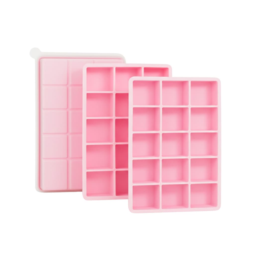 SYMEON Kit 3 Forma de Gelo Rosa de Silicone C/ Tampa 15 Cubos