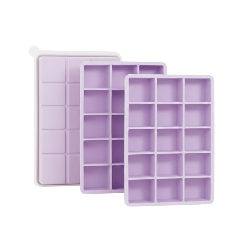 SYMEON Kit 3 Forma de Gelo Lilás de Silicone C/ Tampa 15 Cubos
