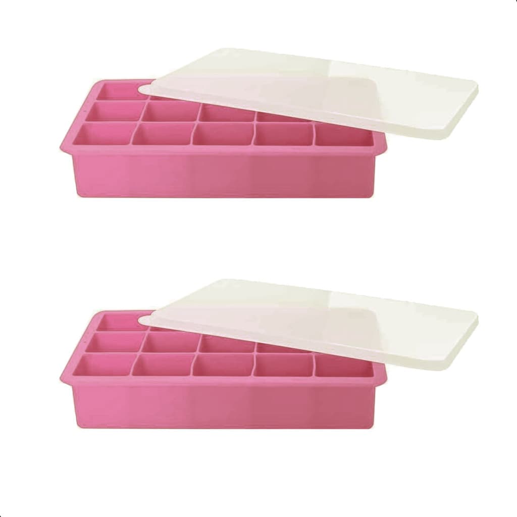 Kit 2 Formas 15 Cubos de Silicone Flexível Ideal Para Gelo Sobremesas Chocolates Utensilio Cozinha Tampa Livre BPA PF05